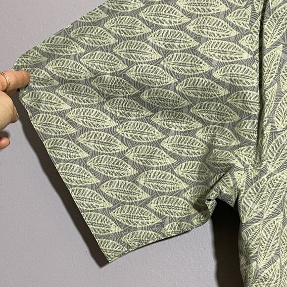 Tori Richard Hawaiian Button Shirt Men Size L Green Leaf Nature Tropical Pocket - Picture 9 of 12